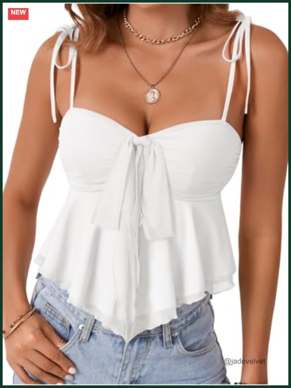 Cute Peplum Cami Top V-Neck Tie Front Sleeveless Summer